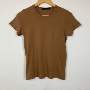 Jenni Kayne Cotton Slim Tee Brown Women's S Short Sleeve Crewneck Basic T-Shirt